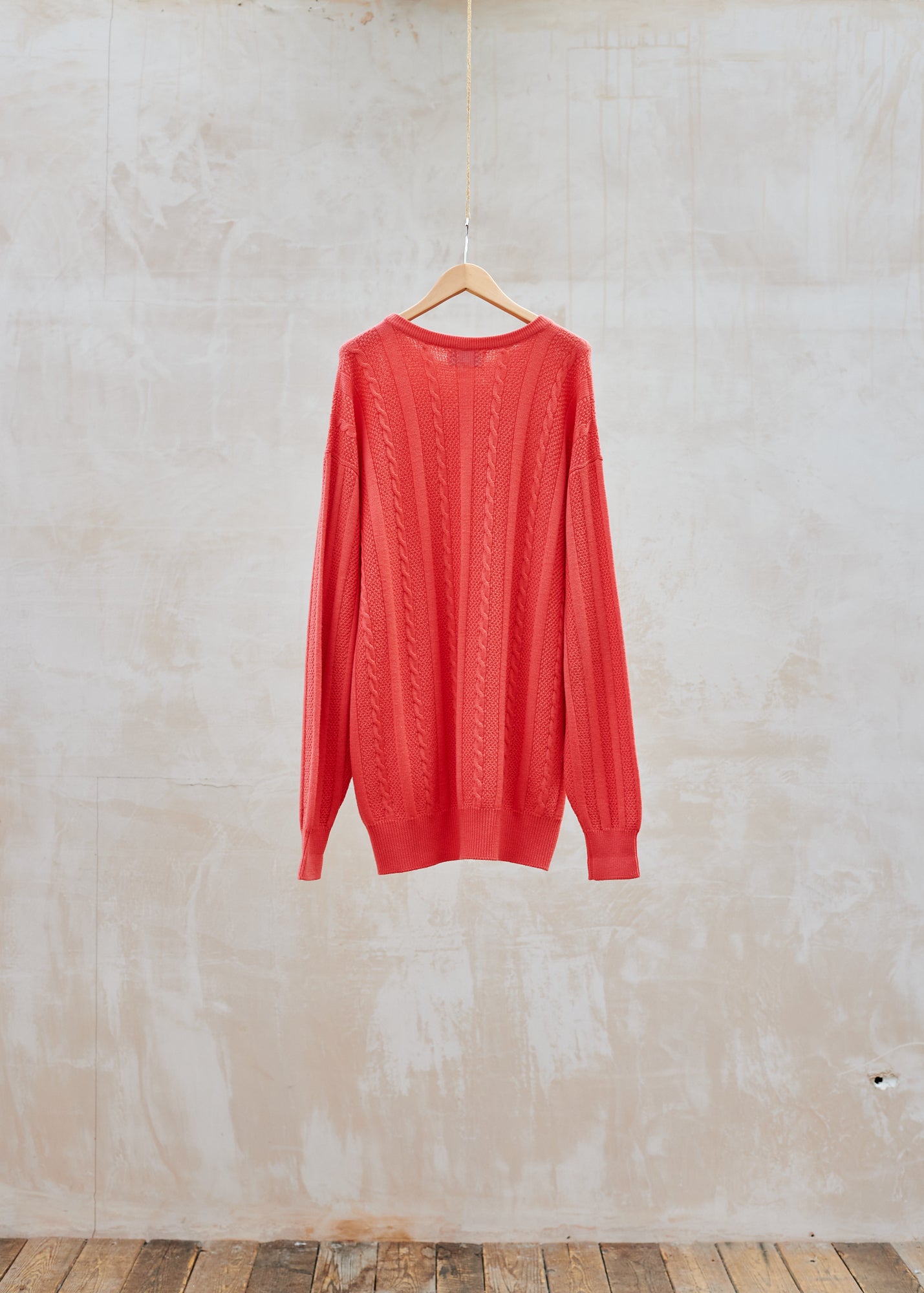 Kenny Ryder Ballantyne Pure Merino Wool Pink Cable Knit - XL