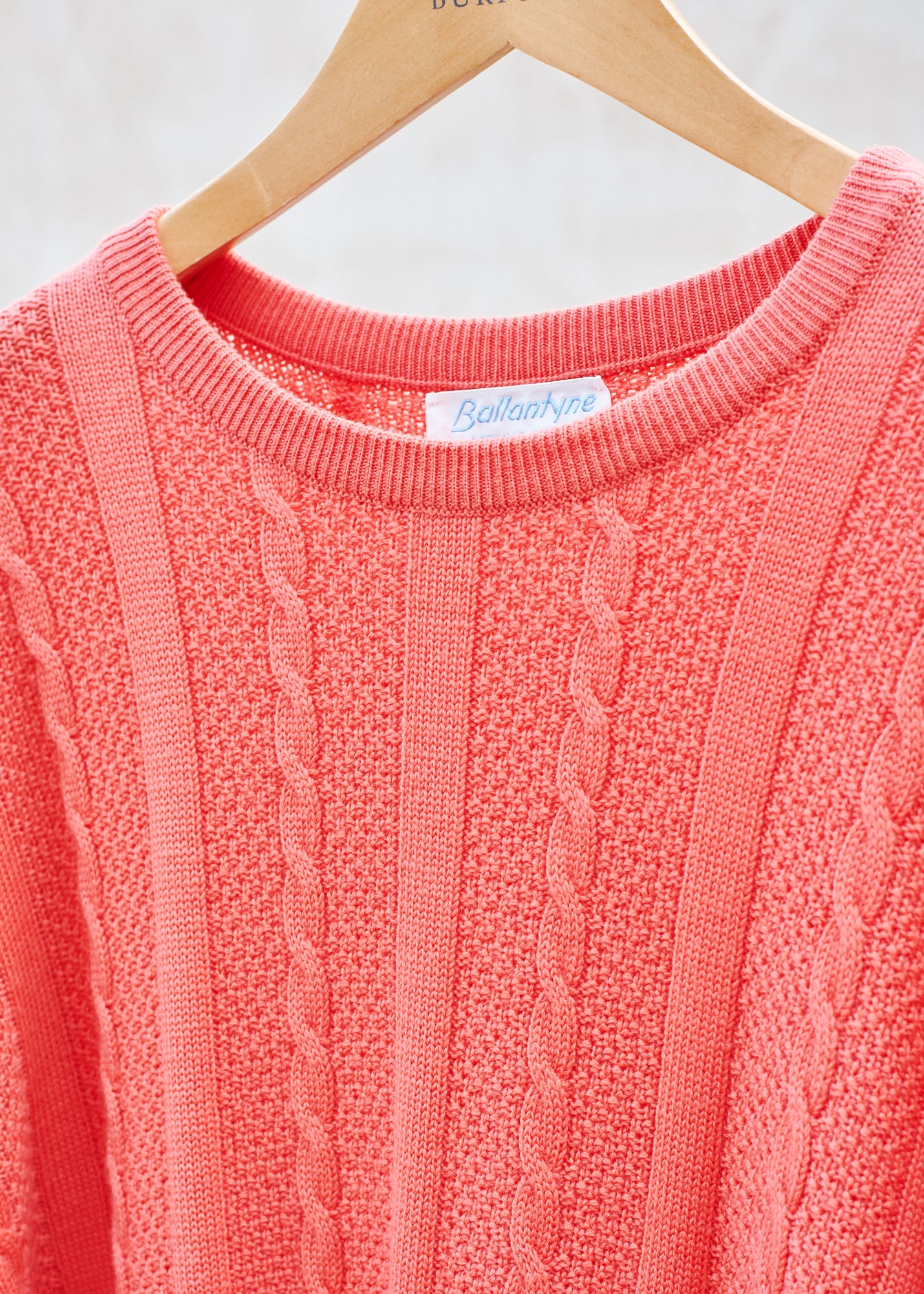 Kenny Ryder Ballantyne Pure Merino Wool Pink Cable Knit - XL