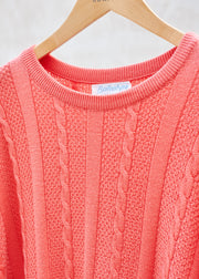 Kenny Ryder Ballantyne Pure Merino Wool Pink Cable Knit - XL
