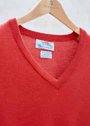 Ballantyne Red Cashmere & Silk V-Neck Jumper - M/L