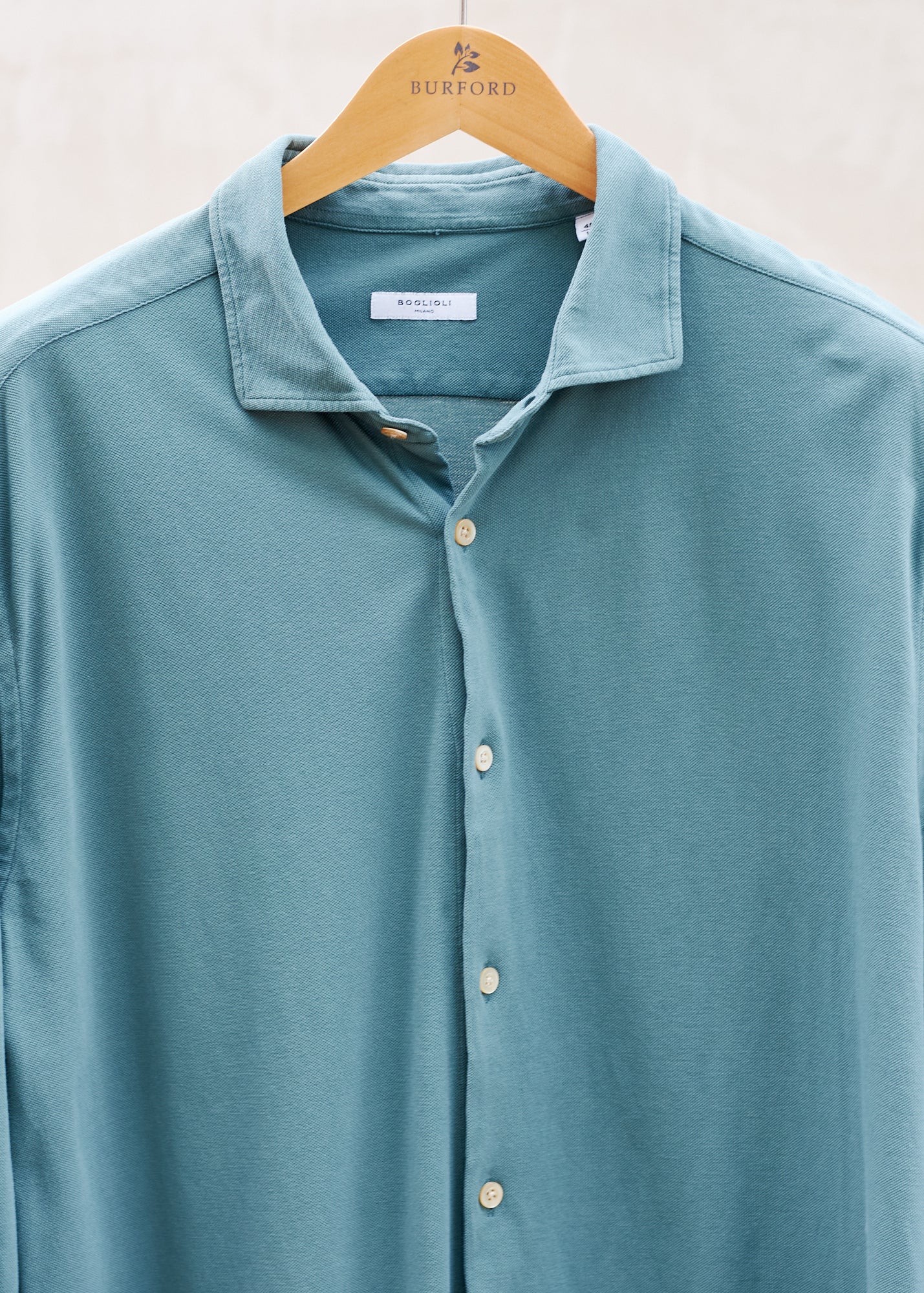Boglioli Green Pique Cotton Shirt - XXL