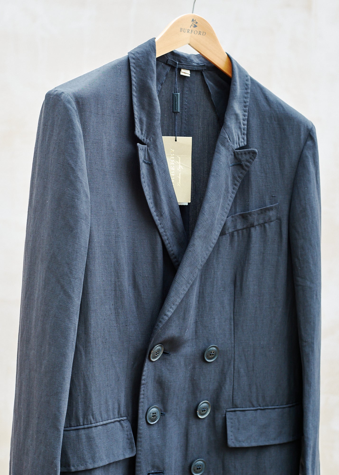 Burberry Black Linen & Silk Long Lightweight Coat - M