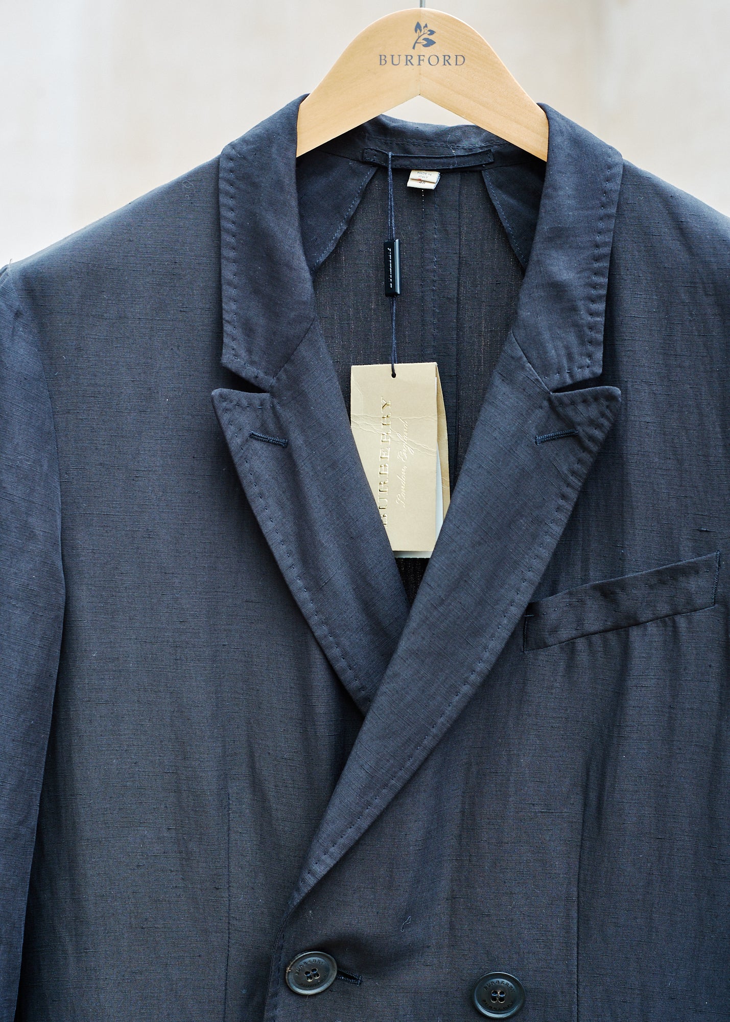 Burberry Black Linen & Silk Long Lightweight Coat - M