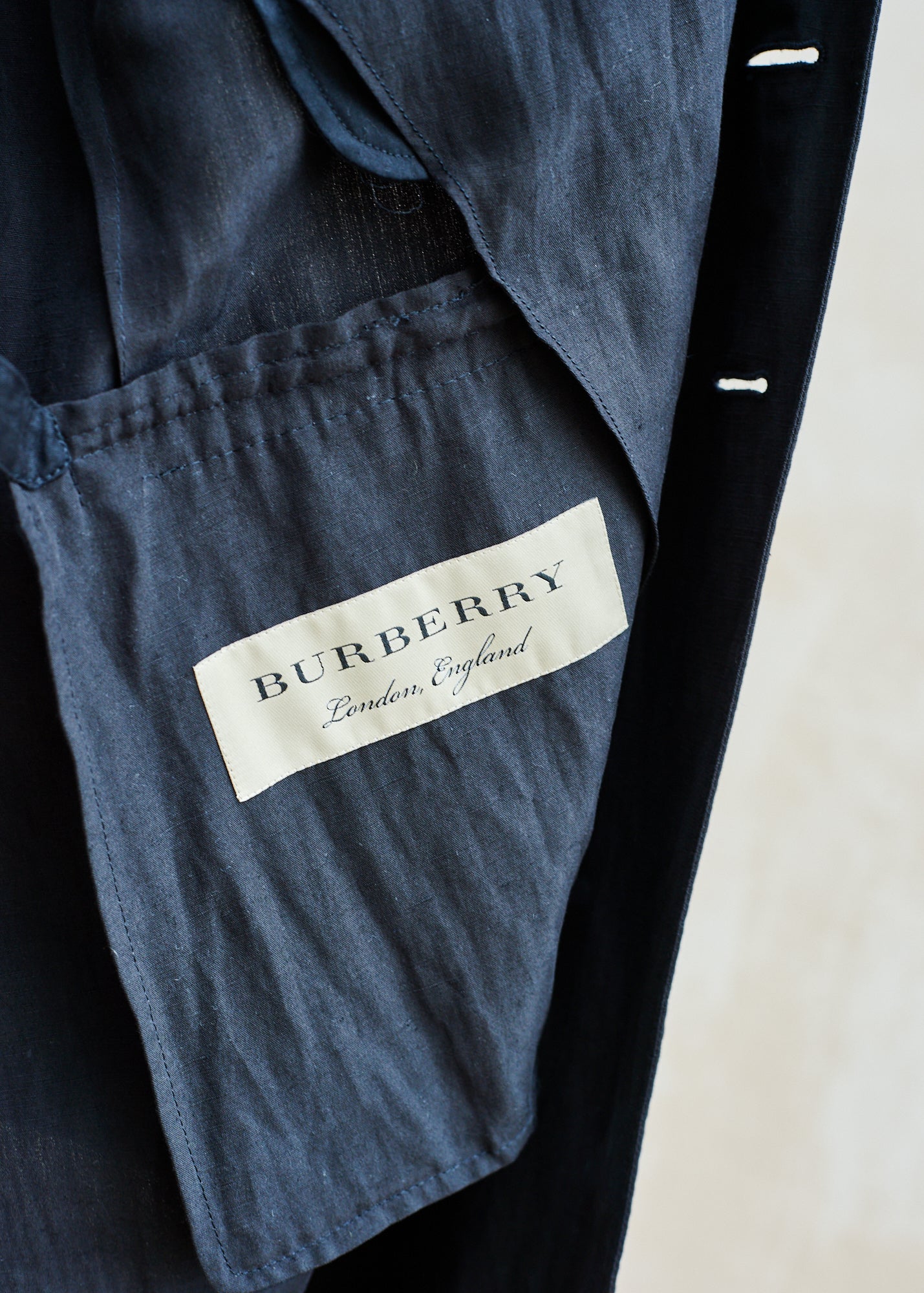Burberry Black Linen & Silk Long Lightweight Coat - M
