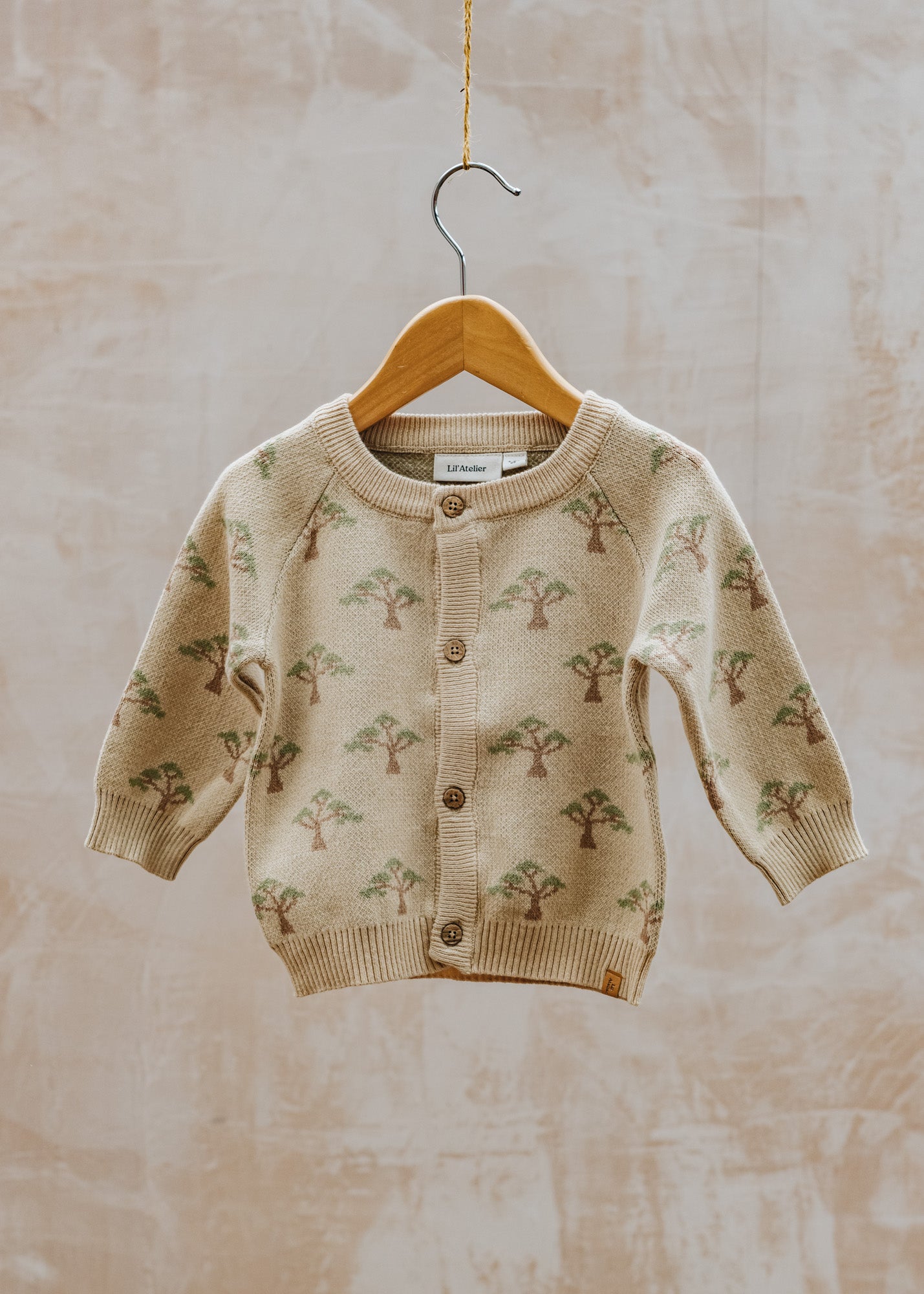 Lil' Atelier Babies' Knitted Cardigan in Pebble Melange