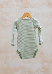 Pigeon Organics Babies' Fine Stripe Bodysuit in Green