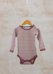 Pigeon Organics Babies' Fine Stripe Bodysuit in Mocha