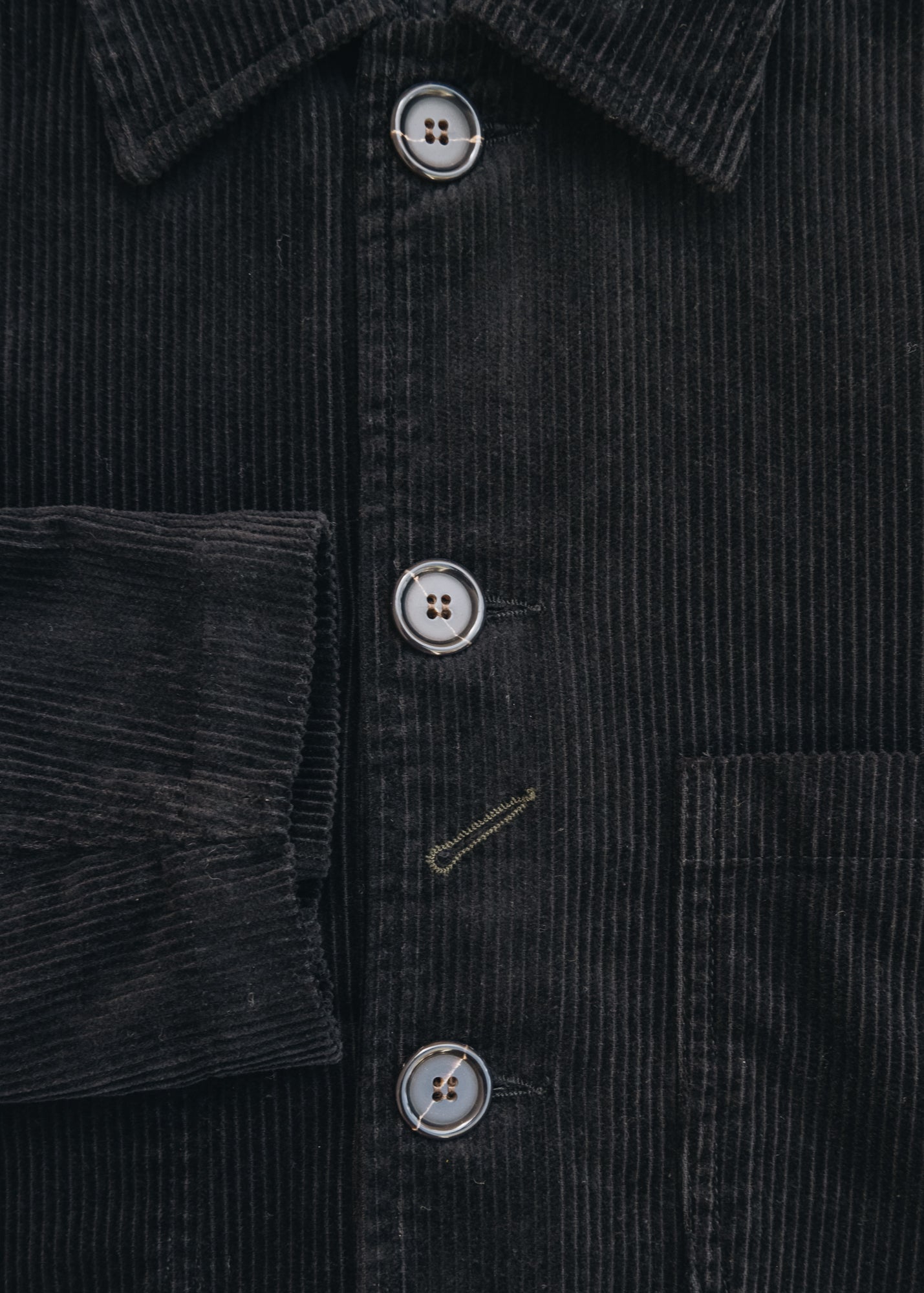 Universal Works Bakers Jacket in Cord Black Burford Garden Co