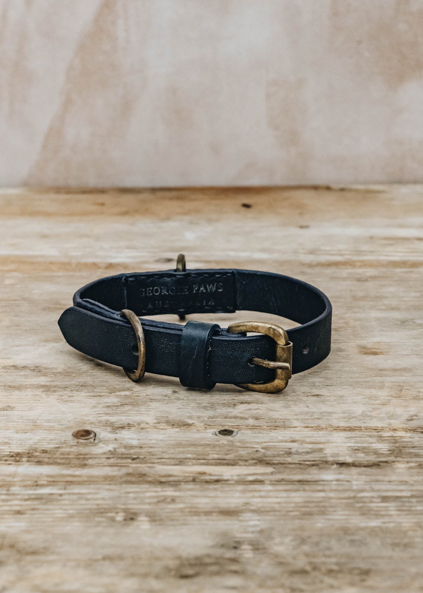 Georgie Paws Bald Leather Dog Collar in Navy