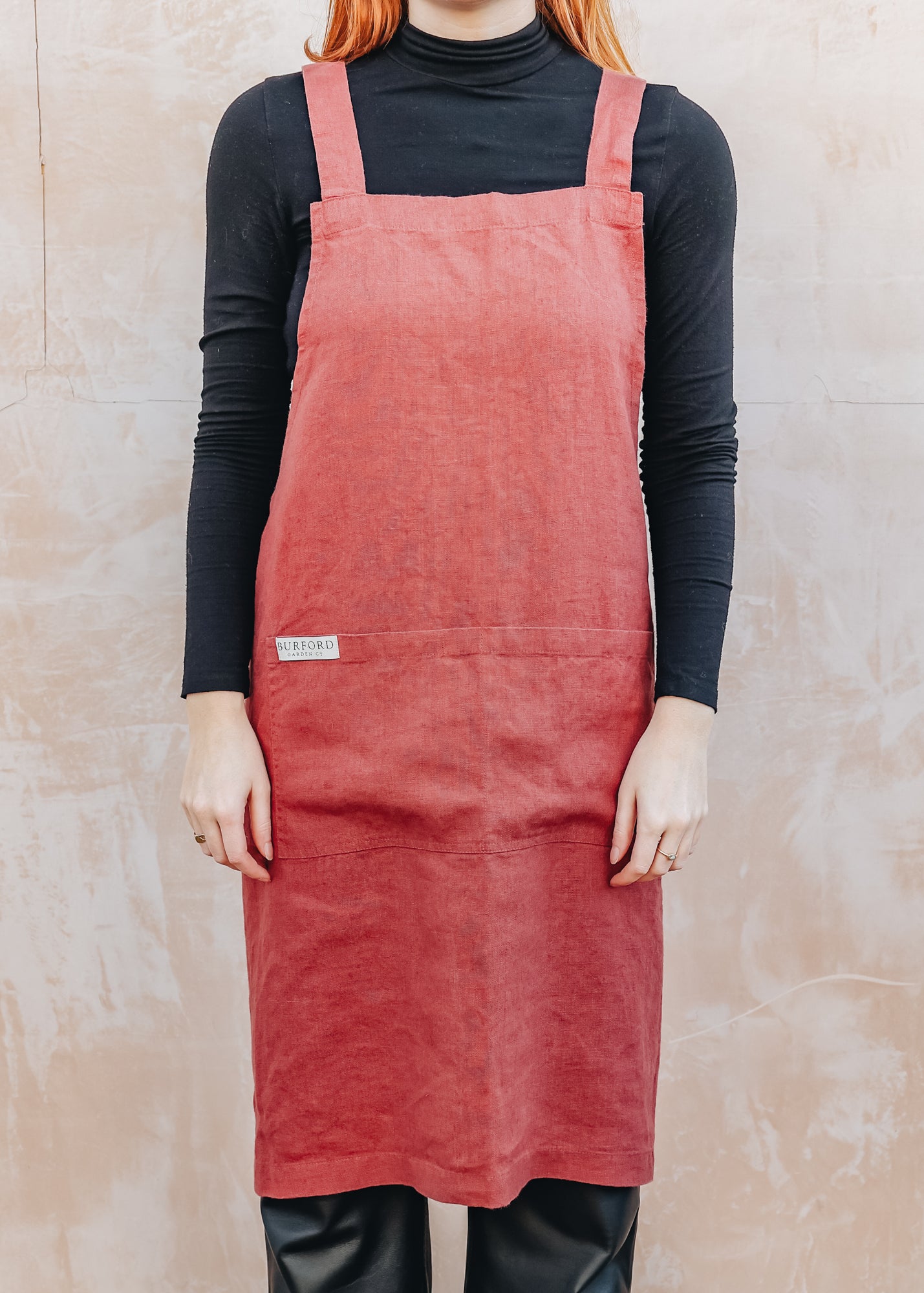 Crossback Linen Apron in Marsala