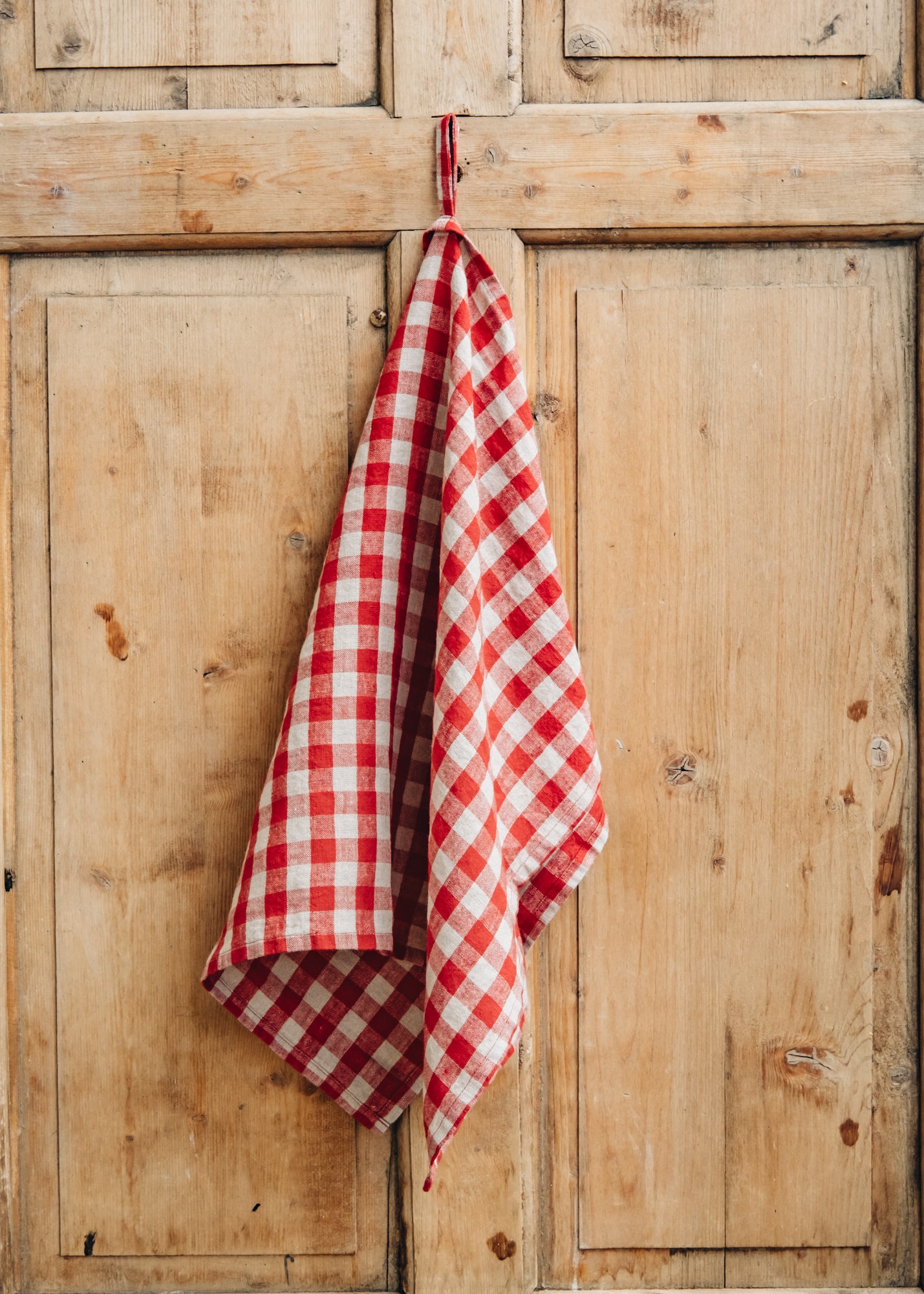 Red Gingham Linen Kitchen Towel