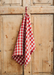 Red Gingham Linen Kitchen Towel