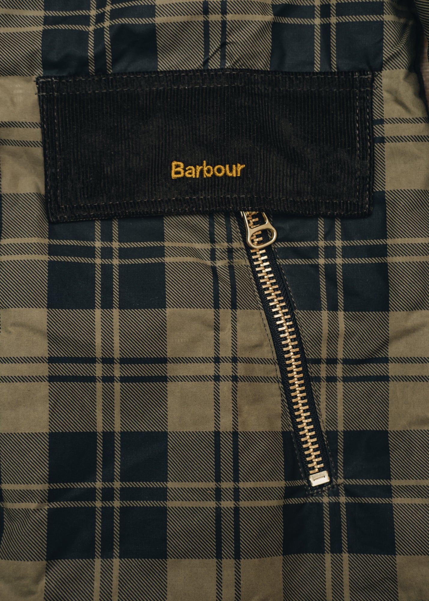 Barbour Elaine Showerproof Jacket in Olive Check and Black