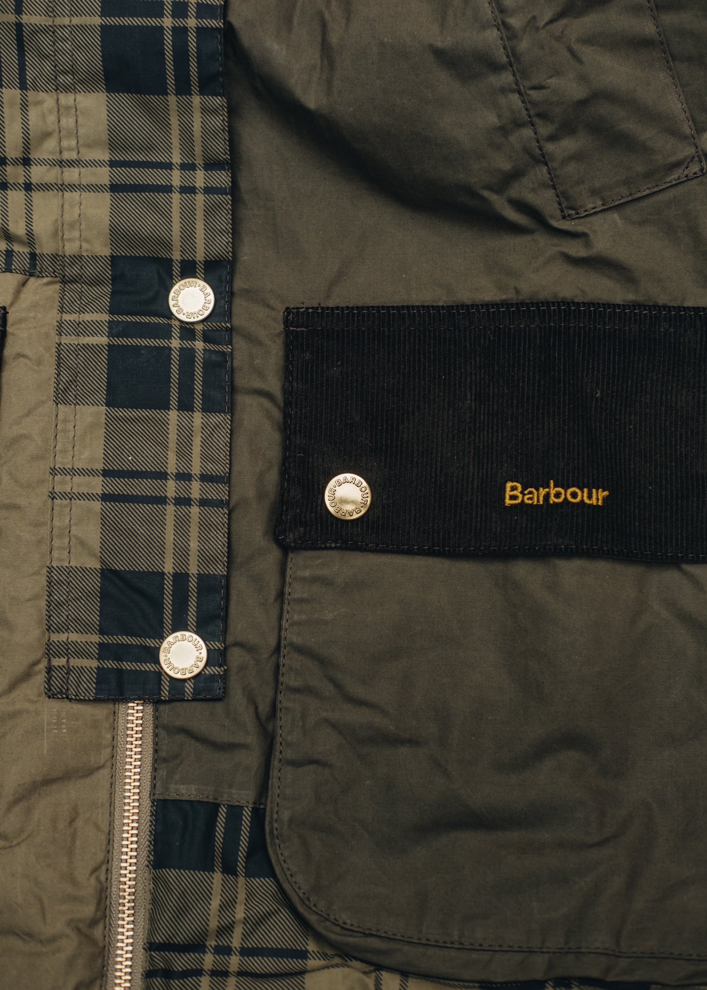 Barbour Shelley Showerproof Jacket in Olive Check, Khaki and Brown