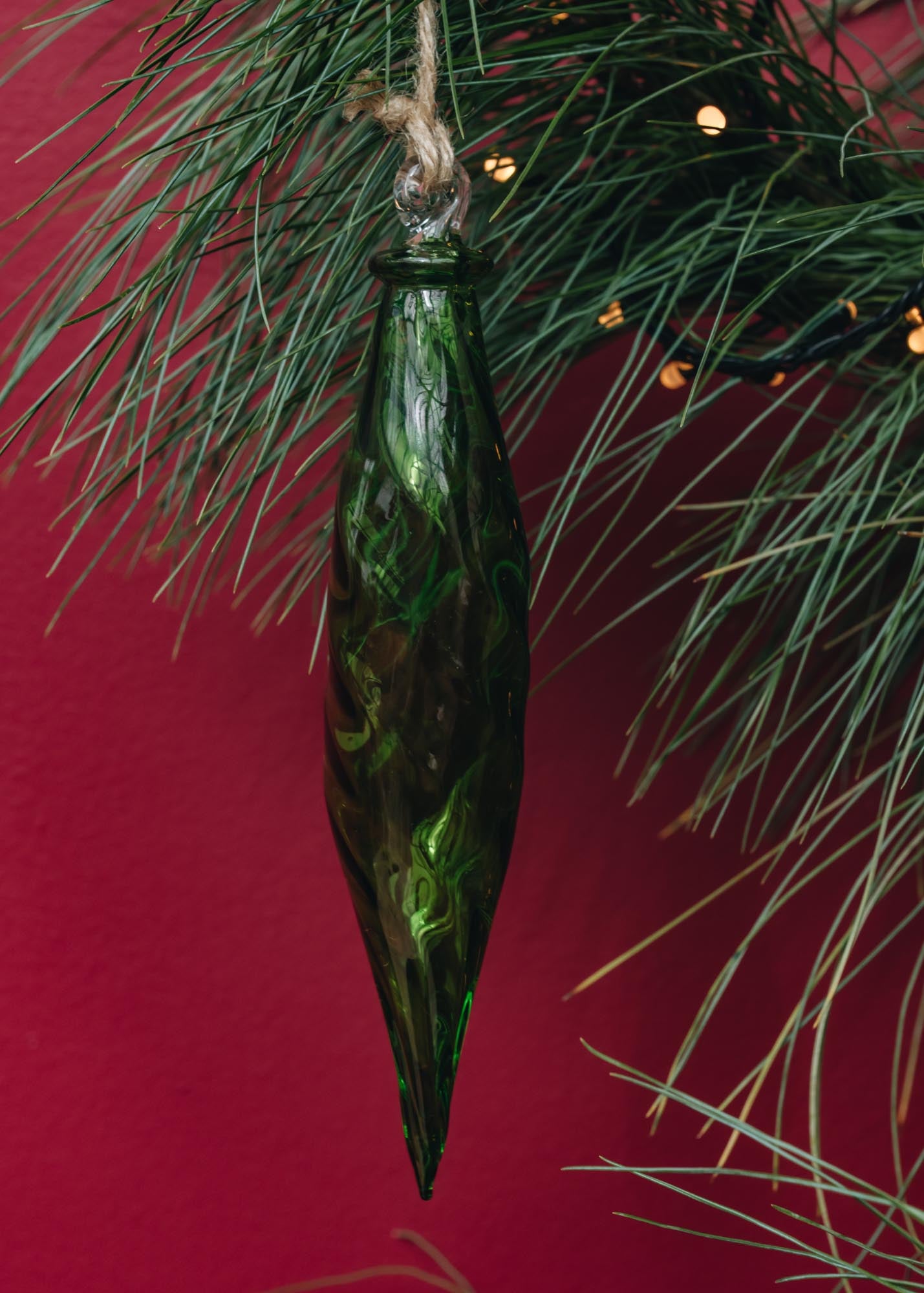 Treasure Tree Twisted Droplet Bauble in Green