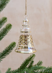 Unique Treasures Bell Glass Bauble in Iris and Gold