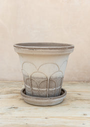 Bergs Potter Fleur Grey Pot and Saucer Set, 25cm