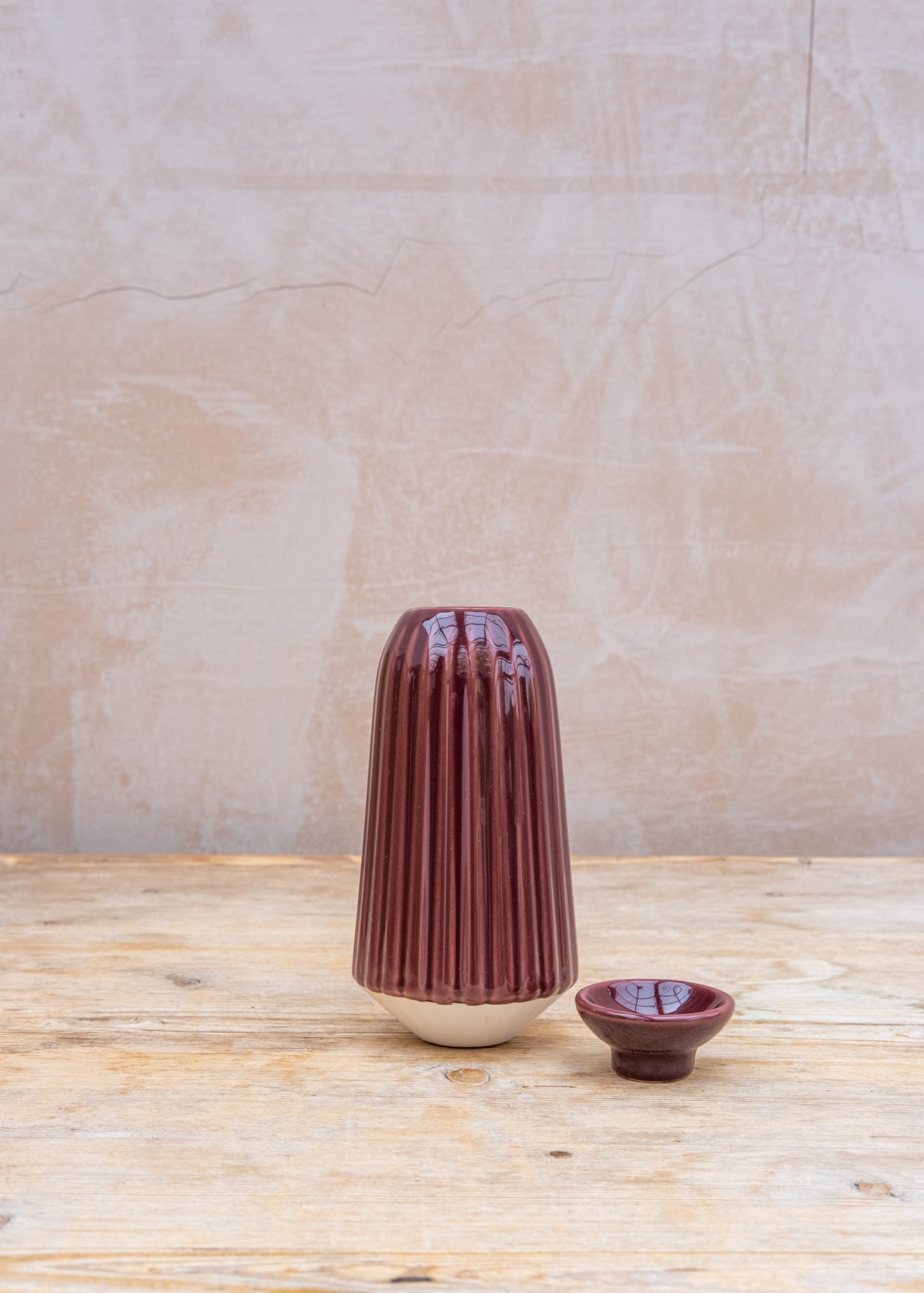 Bergs Potter Glazed Cove Water Cacti in Deep Burgundy, 300ml