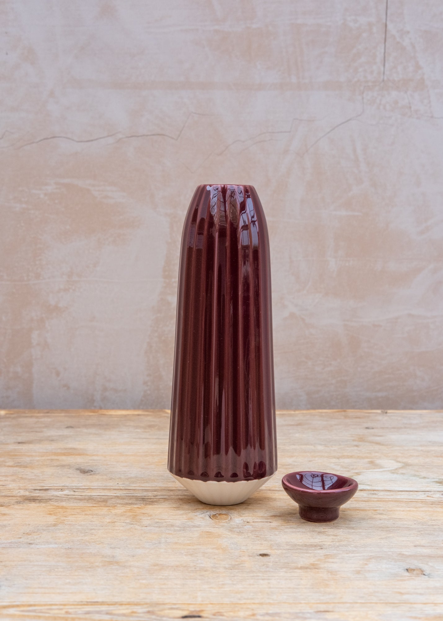 Bergs Potter Glazed Cove Water Cacti in Deep Burgundy, 450ml