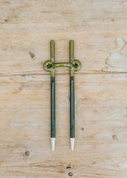 Bergs Potter Hinto Folk Moss Green Glazed Plant Stake