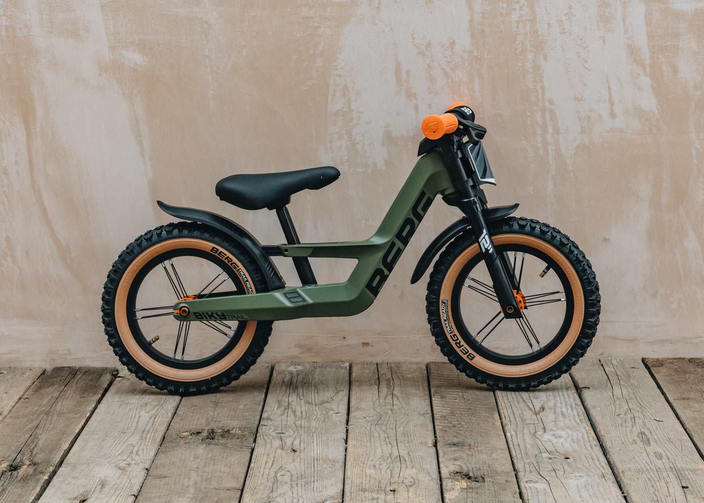 Berg Biky Trail Green Balance Bike with Handbrake