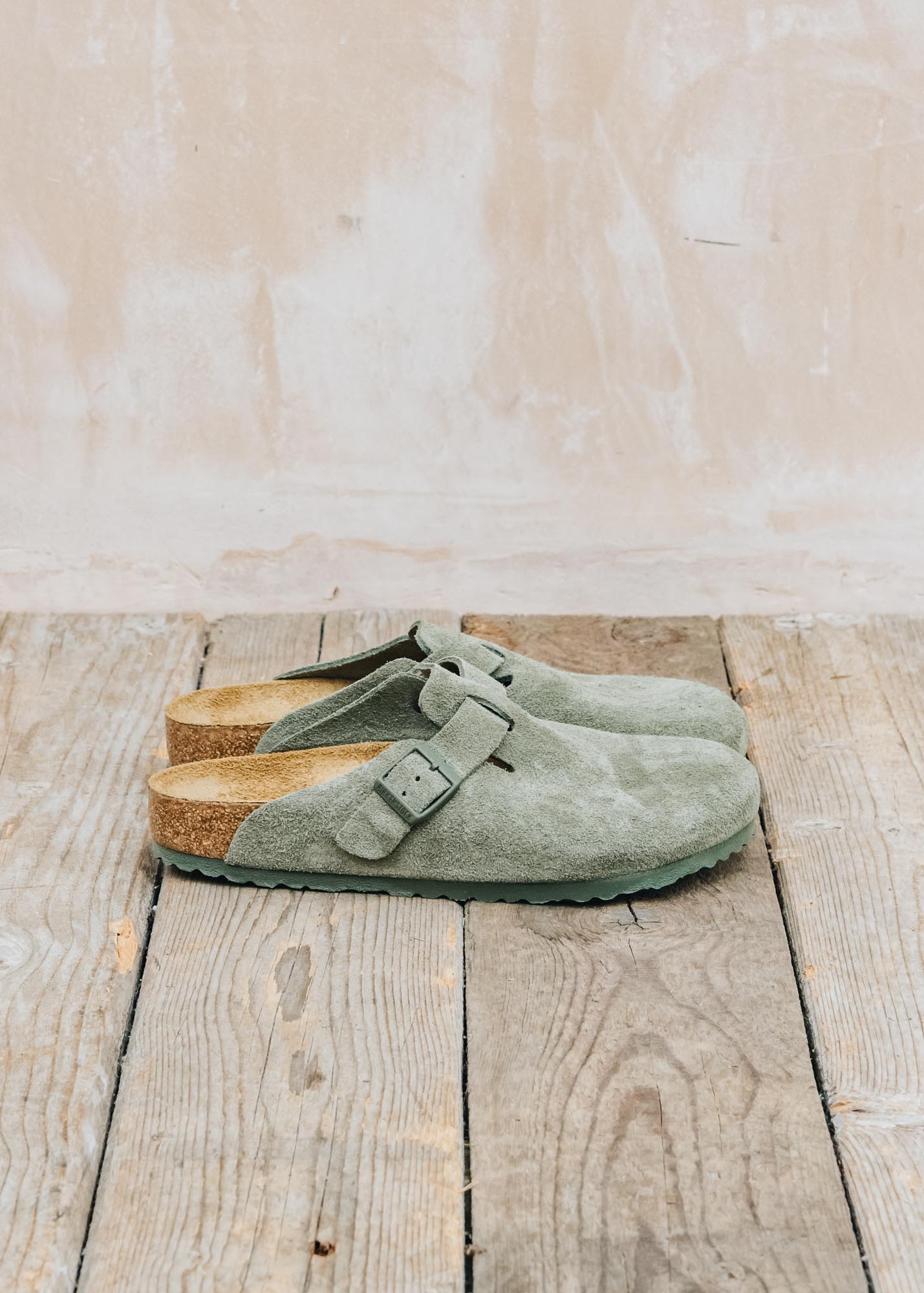 Birkenstock Men's Boston Regular Clogs in Thyme Suede