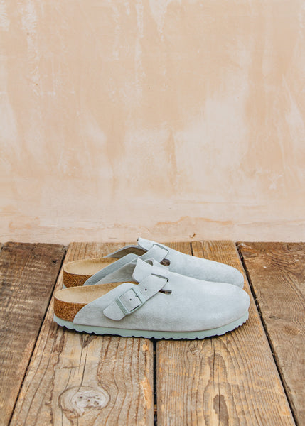 BIRKENSTOCK　BOSTON NARROW SAGE 43 Birkenstock Narrow Boston Suede Clogs in Pure Sage – Burford