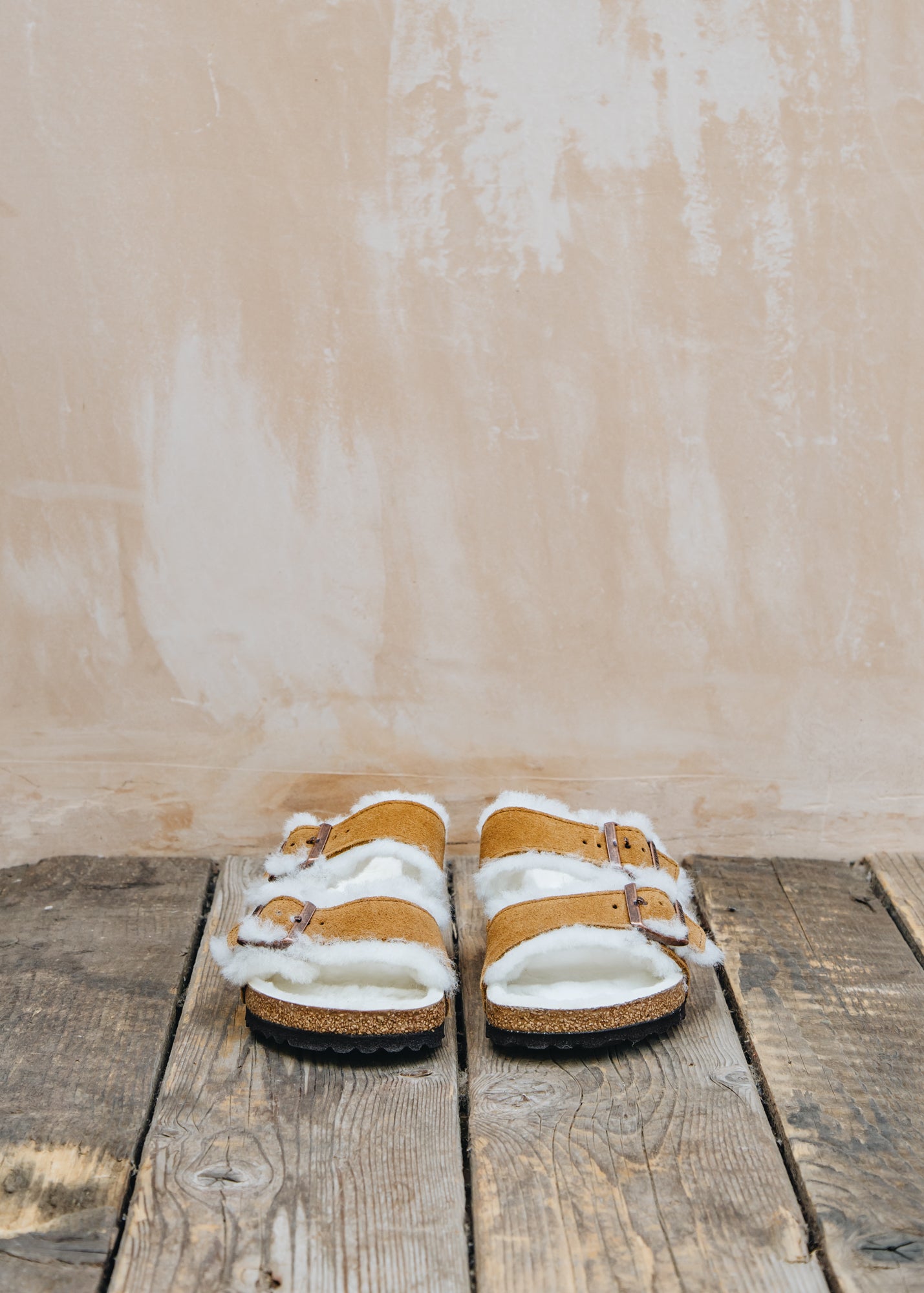 Birkenstock Women's Shearling Arizona Sandals in Mink Suede