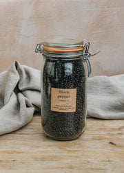 Black Peppercorns in Mason Jar