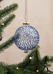 Unique Treasures Blue Dots Glass Bauble