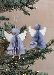 Paper Angel Decorations in Sky Blue, pack of two