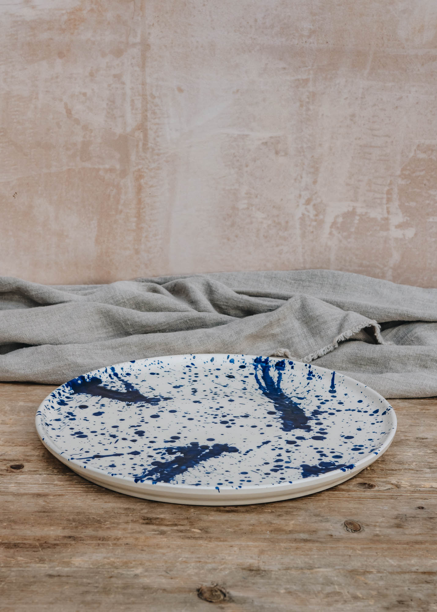 Ivan Ros Ivan Ros Blue Splatter Round Serving Platter