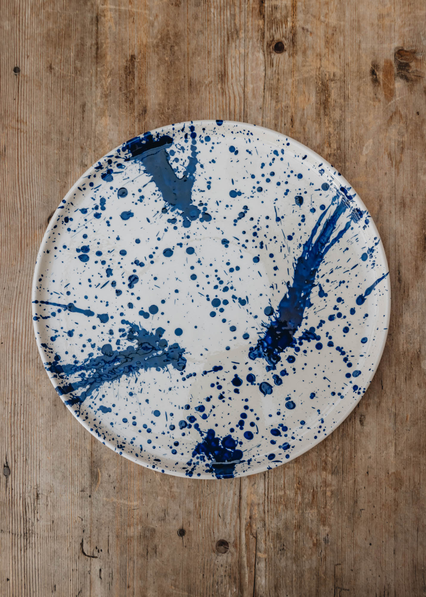 Ivan Ros Ivan Ros Blue Splatter Round Serving Platter