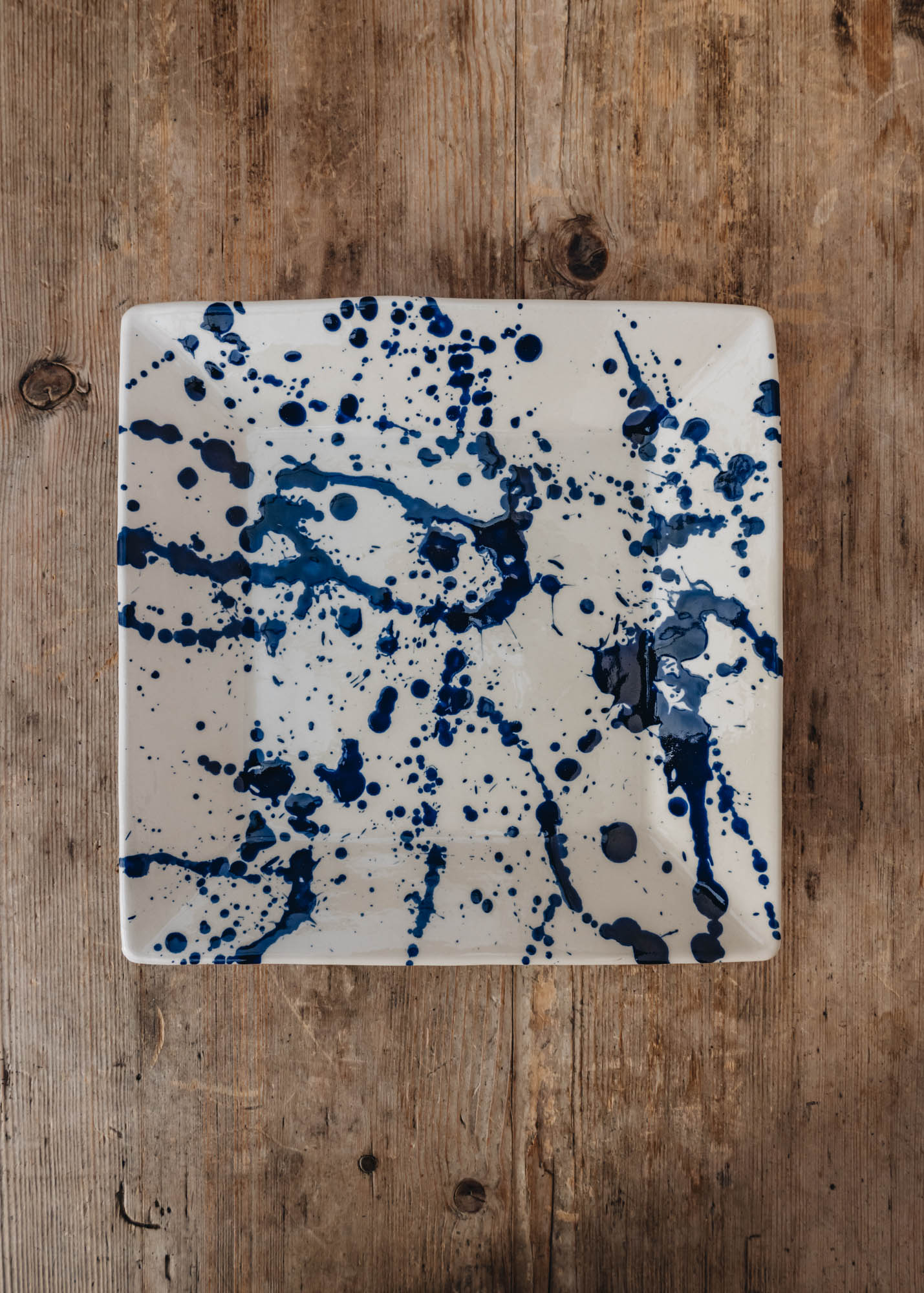 Ivan Ros Ivan Ros Blue Splatter Square Plate