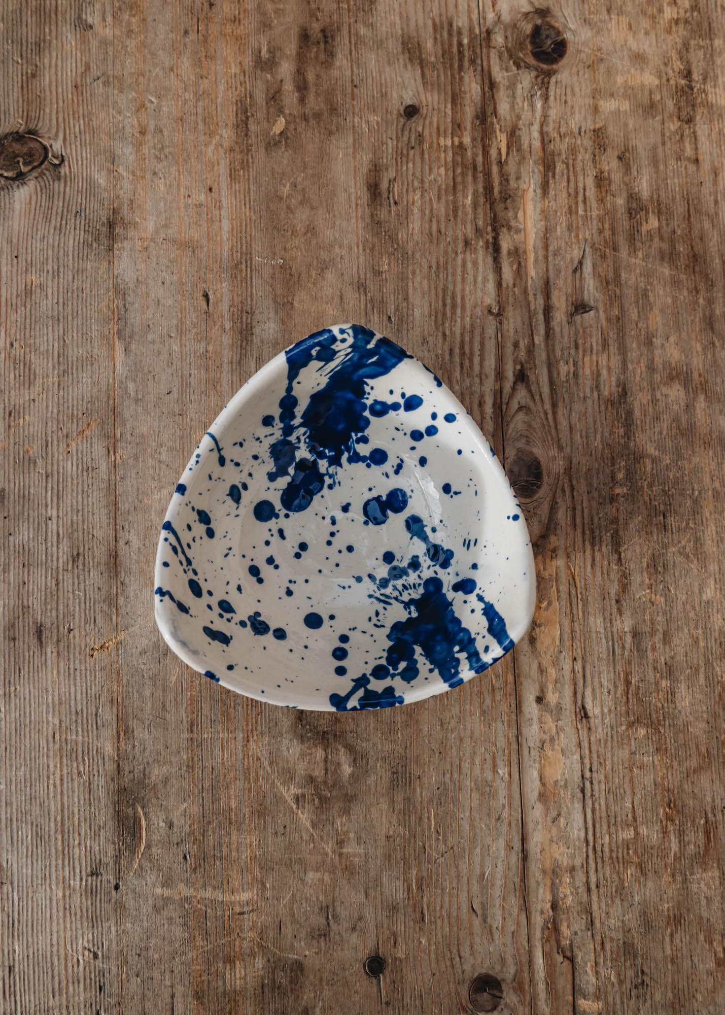 Ivan Ros Ivan Ros Blue Splatter Triangular Bowl