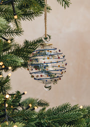 Blue Stripes Glass Bauble