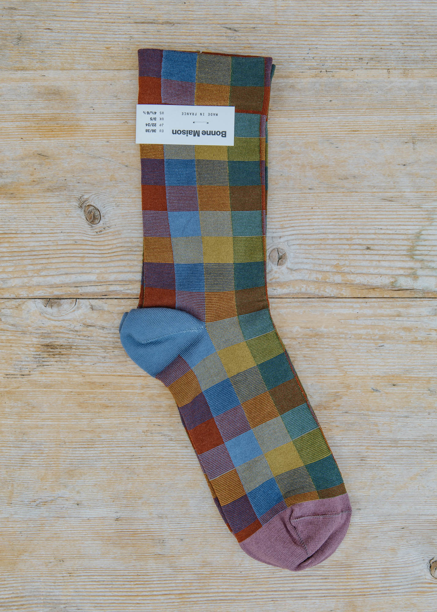 Bleu-Gris Carreaux Dress Socks