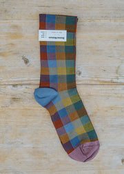 Bleu-Gris Carreaux Dress Socks