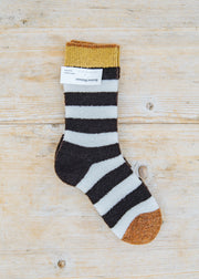 Bonne Maison Noir Mousse Rayures Thick Socks