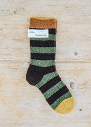 Bonne Maison Vert Mousse Rayures Thick Socks