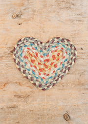 The Braided Rug Co. Heart Coaster in Carnival