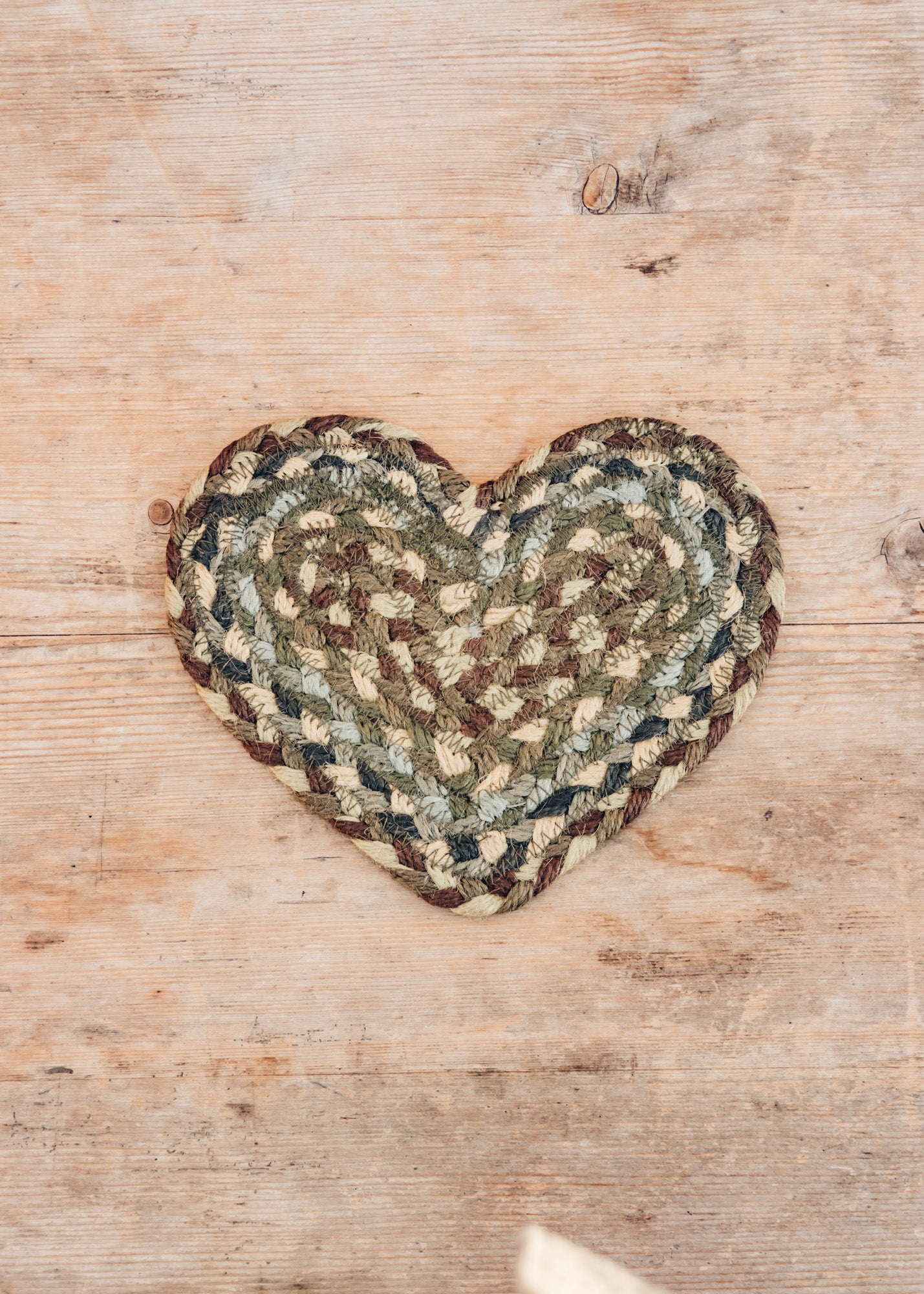The Braided Rug Co. Heart Coaster in Hedgerow
