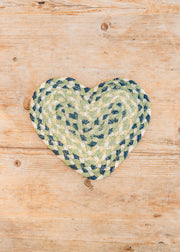 The Braided Rug Co. Heart Coaster in Mint