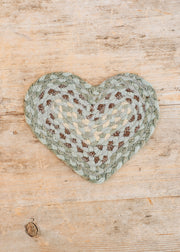 The Braided Rug Co. Heart Coaster in Seaspray