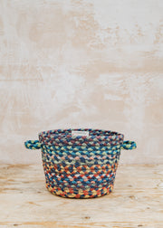 Jute Basket in Blue Carnival, 18x23cm