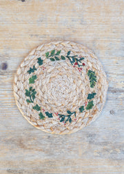 The Braided Rug Co. Natural Christmas Coaster