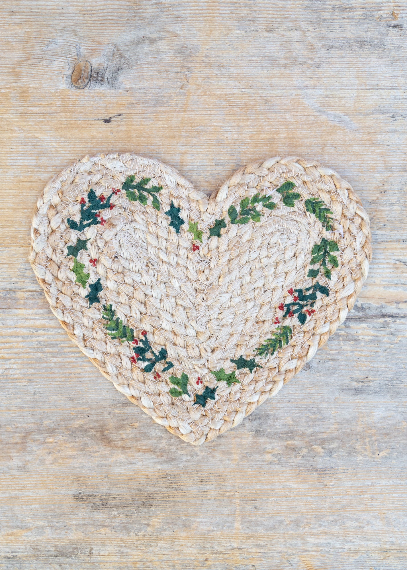 Natural Christmas Heart Coaster