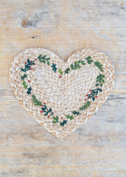 Natural Christmas Heart Coaster