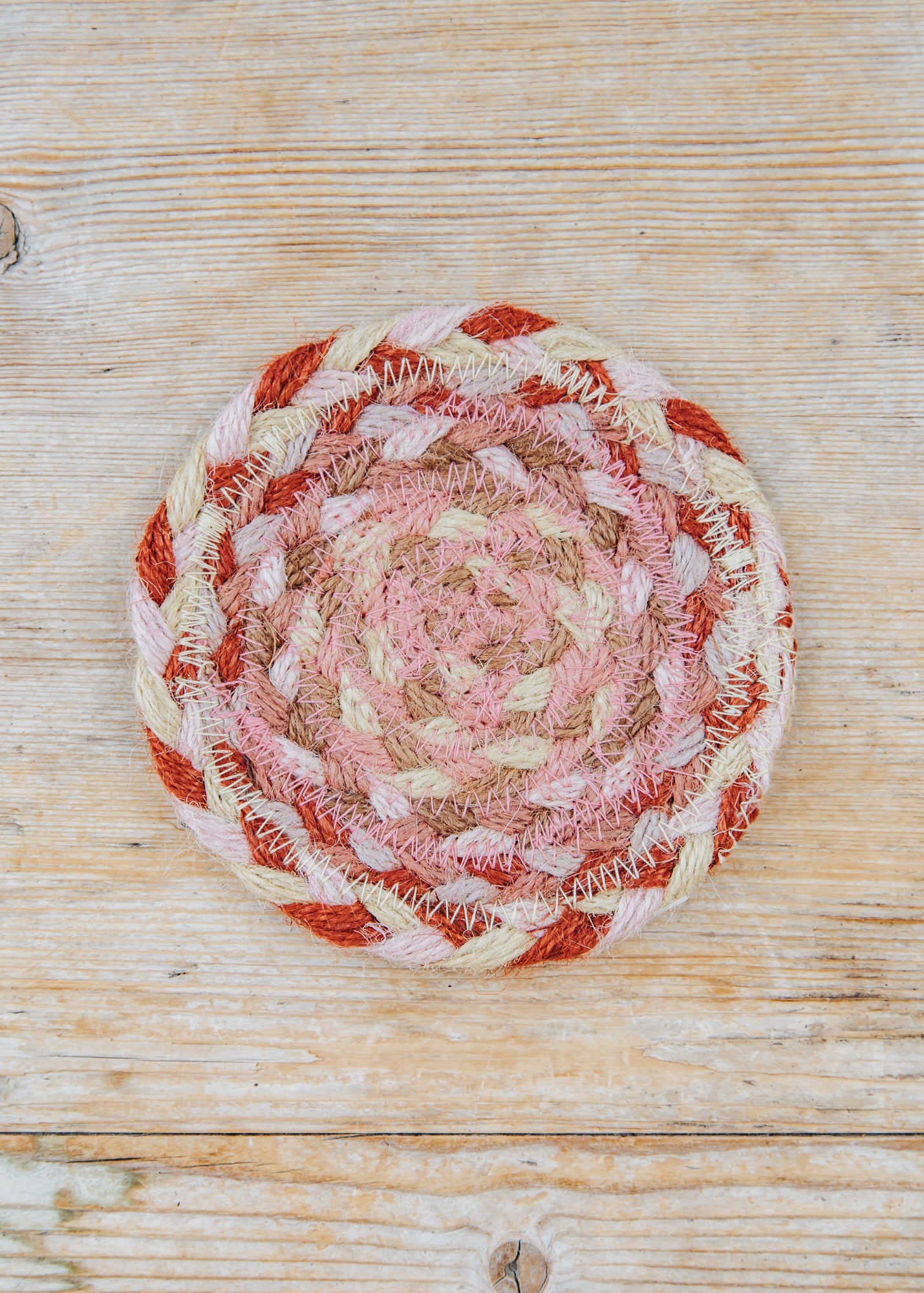 The Braided Rug Co. Coaster in Coral