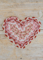 The Braided Rug Co. Heart Coaster in Coral